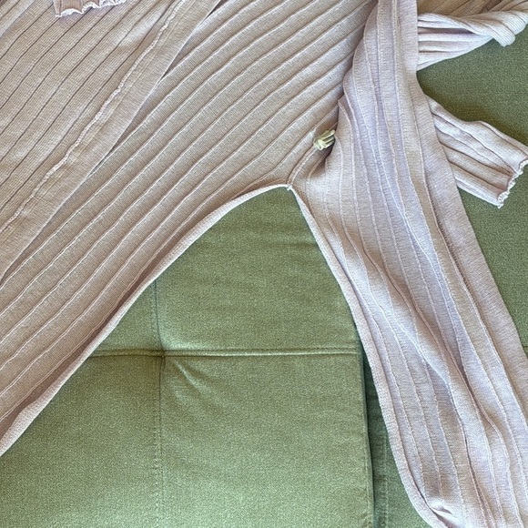 Free People Lavender RIBBY RIB Long Cardigan Open Front Knit Duster Sweater wrap - Picture 7 of 11